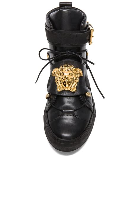 black and gold versace hightops|versace medusa high top.